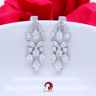 Miss Earring ต่างหูเพชรทรงห้อยสไตล์เจ้าหญิง Chandelier Droplets Earrings