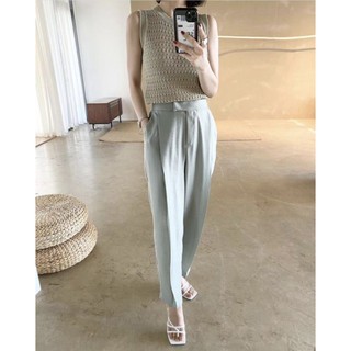 Korea Pants จาก IG Sissysistery กางเกงซาตินซิลล์ ทรงขากระบอก ( ทรงหลวมๆ) สีมินต์