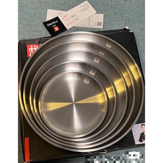 Zwillan stainless steel plate stainless steel matte disc five-piece barbecue plate thickened disc golden tray