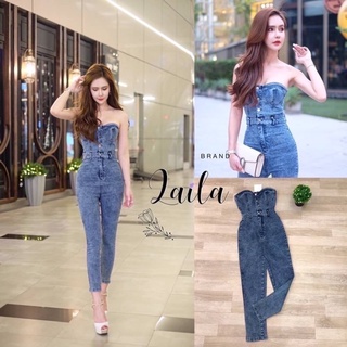 จั้มสูทเกาะอก จั้มสูทยีนส์ ชุดแซ่ปๆ ชุดยีนส์ไปงาน Laila