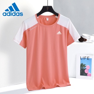 Adidas เสื้อยืดแขนสั้น ผ้าเรยอน แบบแห้งเร็ว คุณภาพสูง เหมาะกับฤดูร้อน สําหรับผู้หญิง ใส่เล่นกีฬา โยคะ วิ่ง กลางแจ้ง