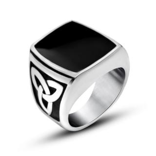 Cincin Bahan Stainless Steel Warna Hitam Gaya Bohemia Vintage untuk Pria