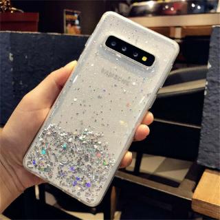 เคสโทรศัพท์มือถือ ซิลิโคนนุ่ม ใส แต่งกลิตเตอร์ ระยิบระยับ สําหรับ Samsung Galaxy S10 5G S10E S9 S8 Plus