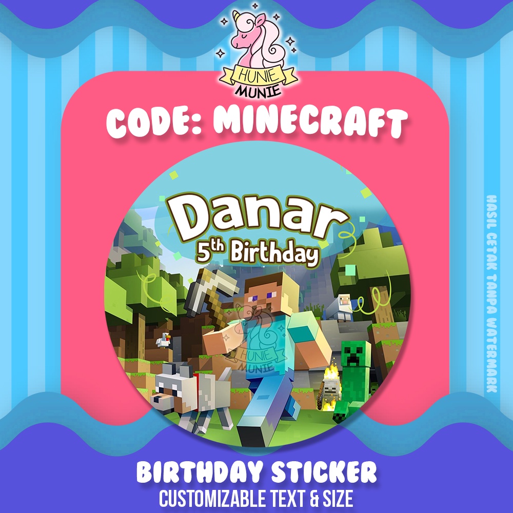 สติ๊กเกอร์วันเกิดแบบกําหนดเอง - Minecraft Mine Craft Ro Blox (20 ชิ้น) สติ๊กเกอร์วันเกิด