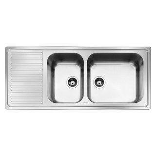 ซิงค์ฝัง 2หลุม 1ที่พัก SMEG LG116S-2 สเตนเลส อ่างล้างจานฝัง BUILT-IN SINK SMEG LG116S-2 2B1D STAINLESS STEEL อ่างล้างจาน