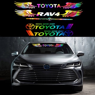 สติกเกอร์เรเดียมเลเซอร์ กันน้ํา สีรุ้ง สําหรับติดกระจกหน้า และหลังรถยนต์ Toyota Rav4