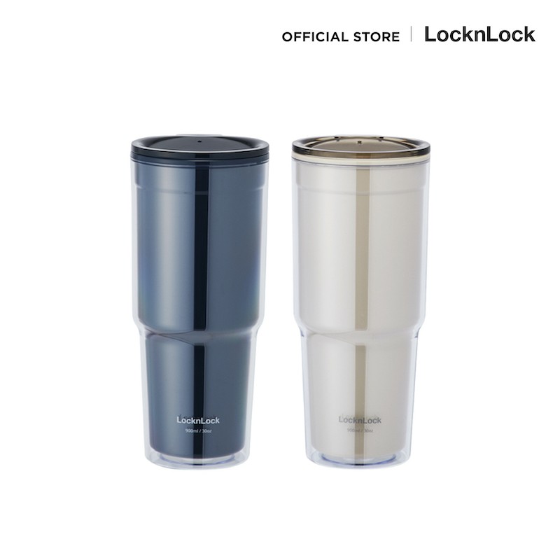 LocknLock แก้วน้ำแบบพกพาบนรถ Double Wall Cold Cup ความจุ 900 ml. รุ่น HAP502