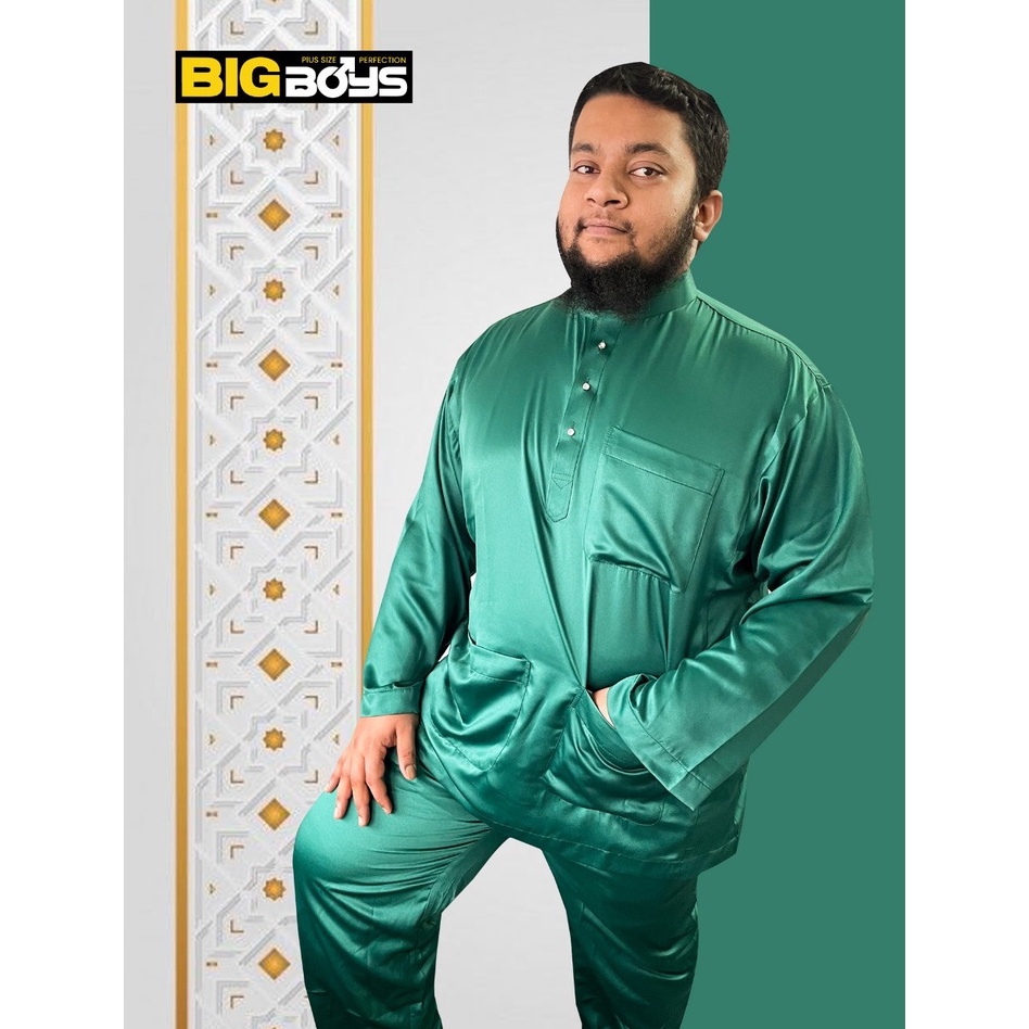 PLUS SIZE BAJU MELAYU SAIZ BESAR EMERALD สีเขียว ขนาด [2XL-9XL] BODY 50-78 INCHES