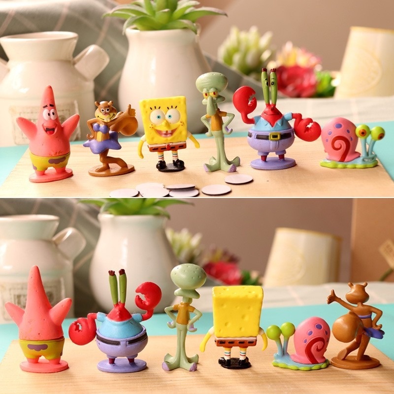 ของเล่นฟิกเกอร์ Spongebob Squarepants Patrick Star Squidward Tentacles 6 ชิ้น/ชุด
