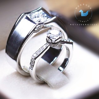 Madduckjewels แหวนเงินแท้ เพชร CZ ชุบโรเดียม RG1426WGR-RG1534