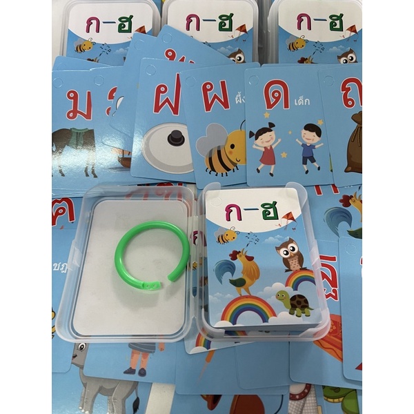Flash cards บัตรคำศัพท์ บัตรคำ (ก.ไก่-ฮ.นกฮูก) บัตรภาพสอนภาษา มินิแฟลชการ์ด เกมส์ทายภาพ สื่อการเรียน เสริมพัฒนาการเด็ก