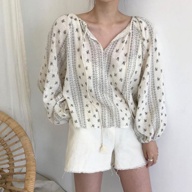 [พร้อมส่ง] Alyss boho blouse (kr707)