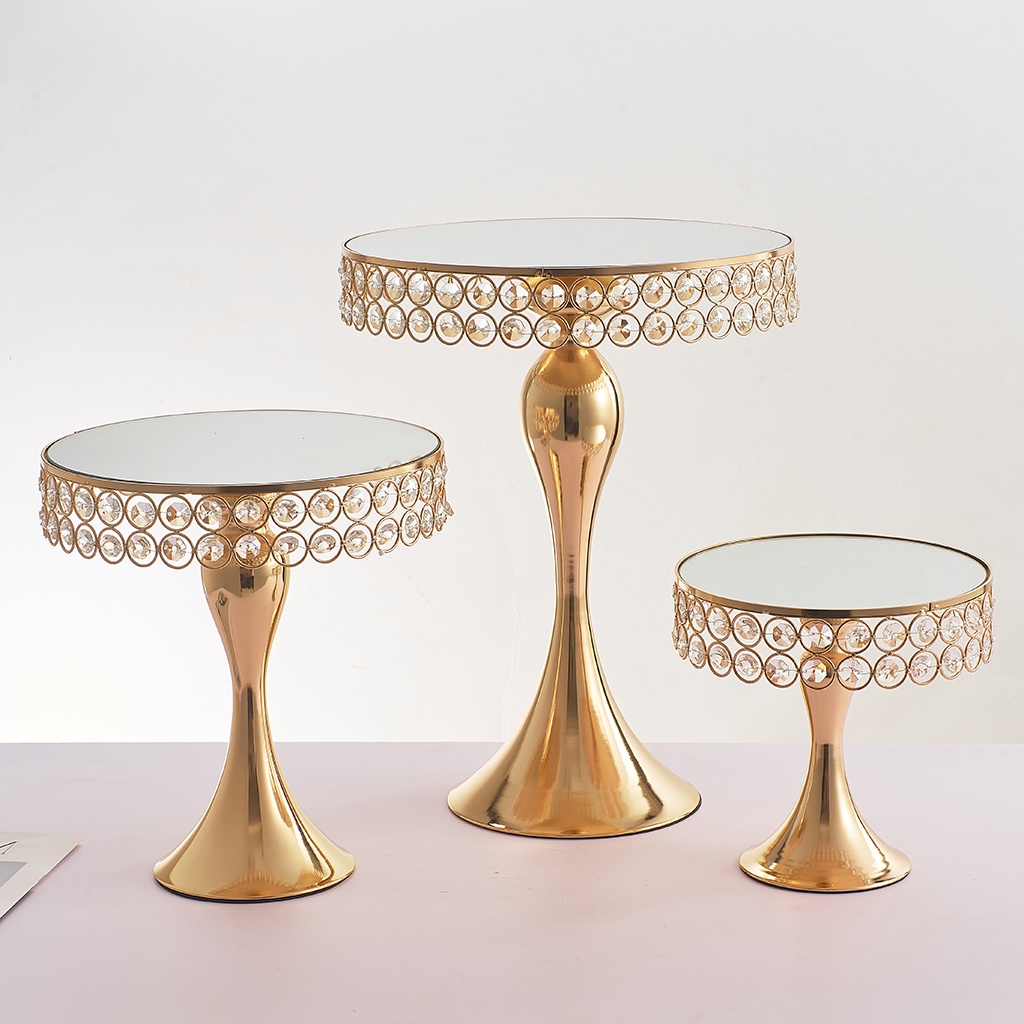 [DOLITY2] ถาดขาตั้งจอแสดงผลเค้กกระจกงานแต่งงาน Centerpieces 20 ซม. Dia