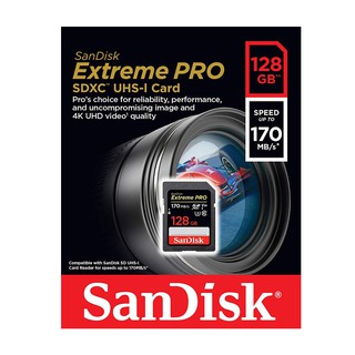 SANDISK EXTREME PRO SDXC 128GB, UHS-I, 170/90MB/s ME6-000855 เมมโมรี่การ์ด