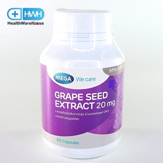 Mega We Care Grape Seed Extract 20mg 60 แคปซูล ผลิตภัณฑ์เมก้า วีแคร์ | เกรปซีด เอ็กซแทรกท์ 60 แคปซูล