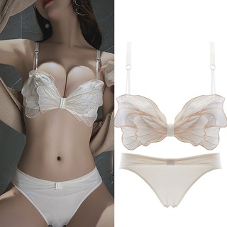 【Bra Set】ชุดชั้นใน + กางเกงชั้นใน ปักลาย เซ็กซี่ 1/2 คัพ สําหรับผู้หญิง