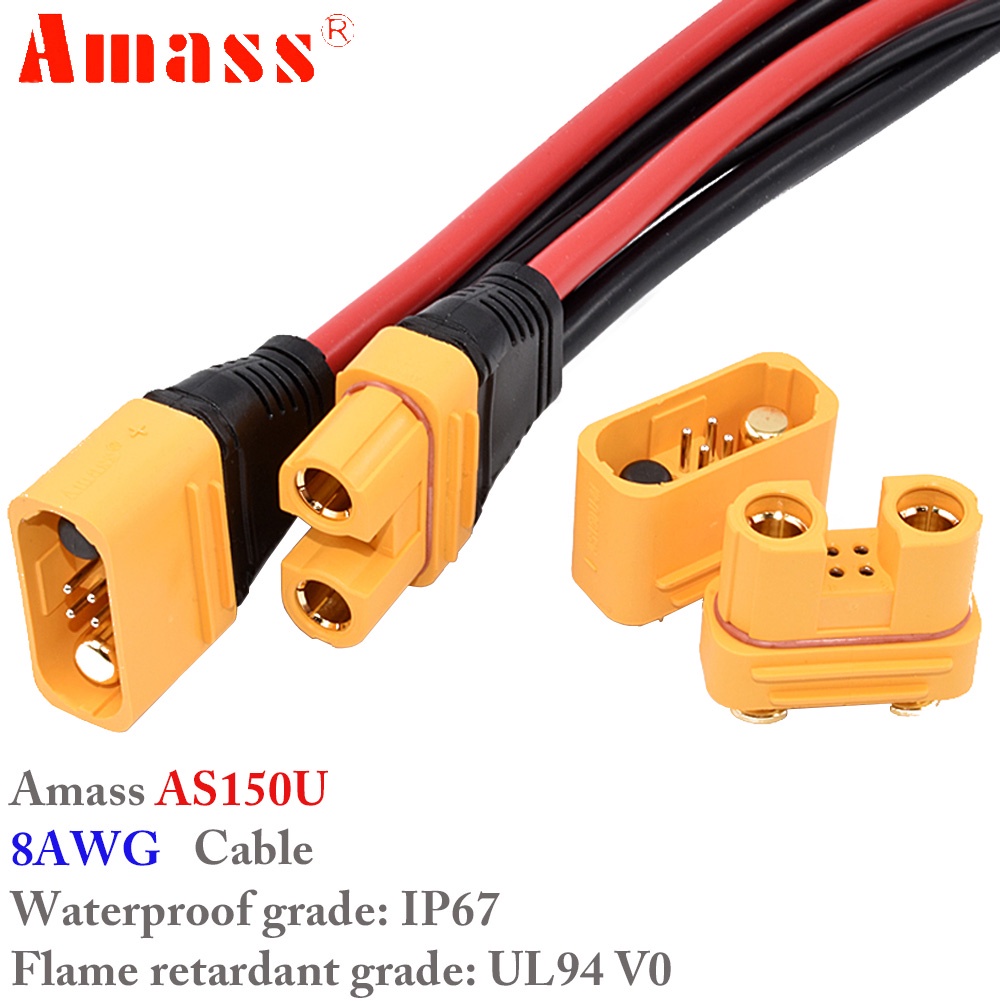 Amass AS150U 70A อะแดปเตอร์ปลั๊กเชื่อมต่อ ตัวผู้ ตัวเมีย ชุบทองแดง 35 ซม. 55 ซม. สําหรับโดรนบังคับ FPV