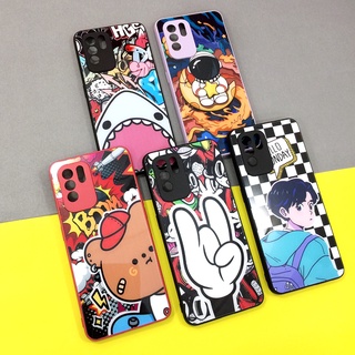 พร้อมส่ง!! Oppo A15/A16/A53/A54 4G/A74 5G/F9/Reno5 5G/Reno6Zเคสมือถือกระจกพิมพ์ลาย กันเลนส์กล้อง เคสหน้าเงา ลายการ์ตูน