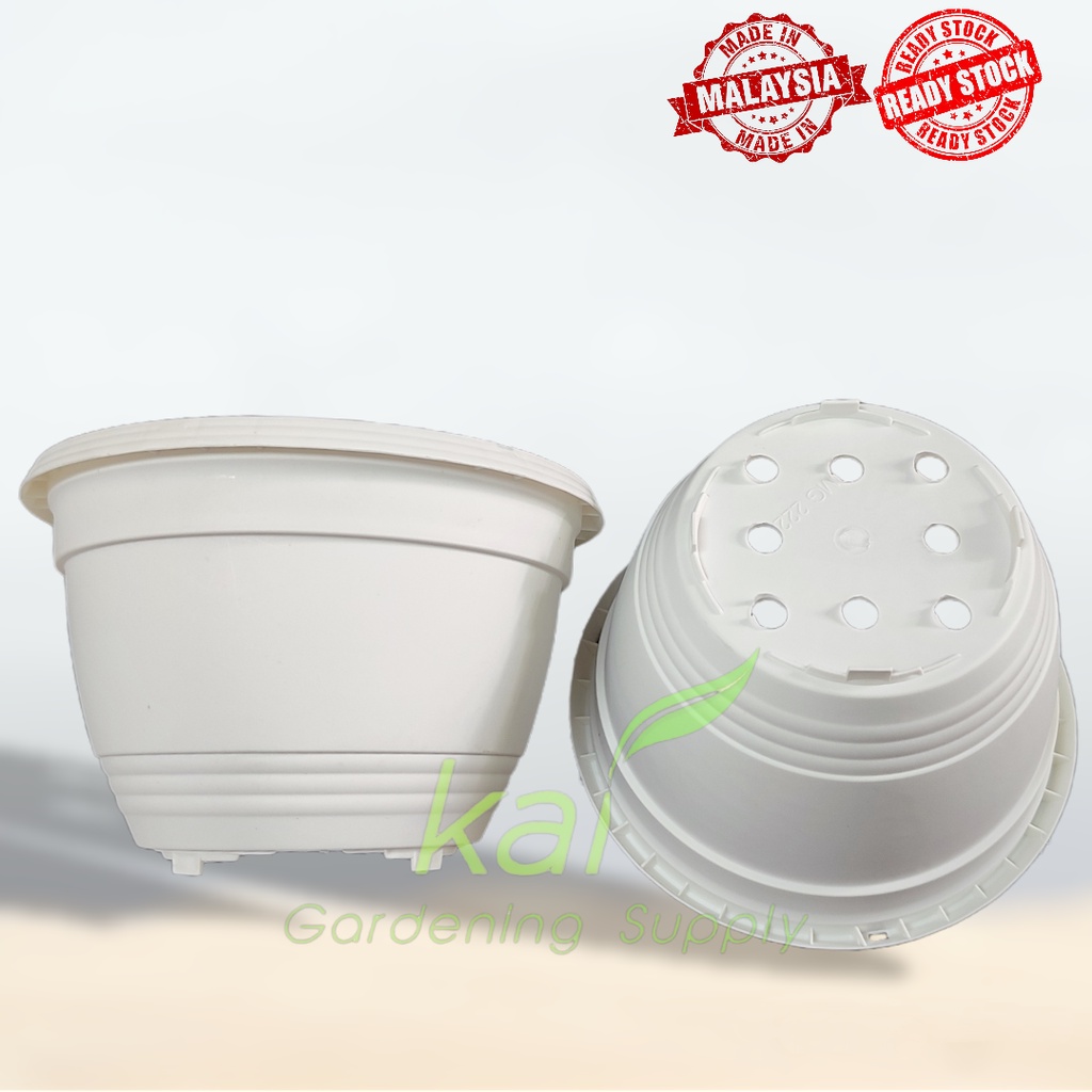 GFE 20CM Flower Pot Pasu Bunga Plastik Pasu Putih White Pot