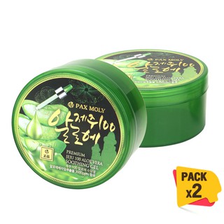 [แพ็ค 2ชิ้น] Paxmoly jeju 100 aloe vera soothing gel MADE IN KOREA ( กระปุกใหญ่ 300 ML x2 ชิ้น)