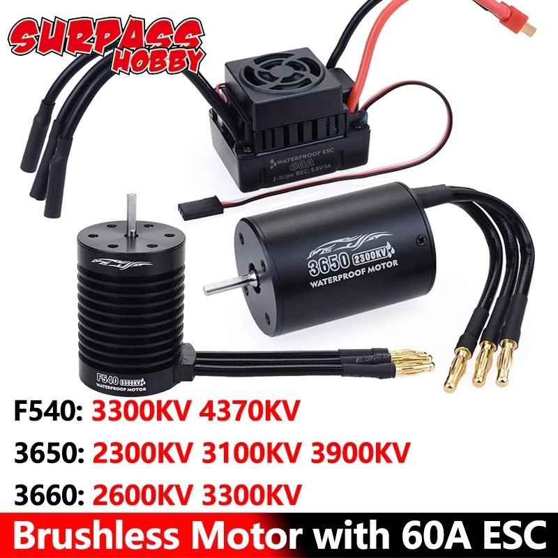 RC TRAXXAS < Ready Stock > Surpass Hobby Combo F540 - V2 3650 มอเตอร์กันน้ําพร้อม 60 A Esc 2300 / 3100 / 3300 / Kv สําหรับรถบังคับวิทยุ