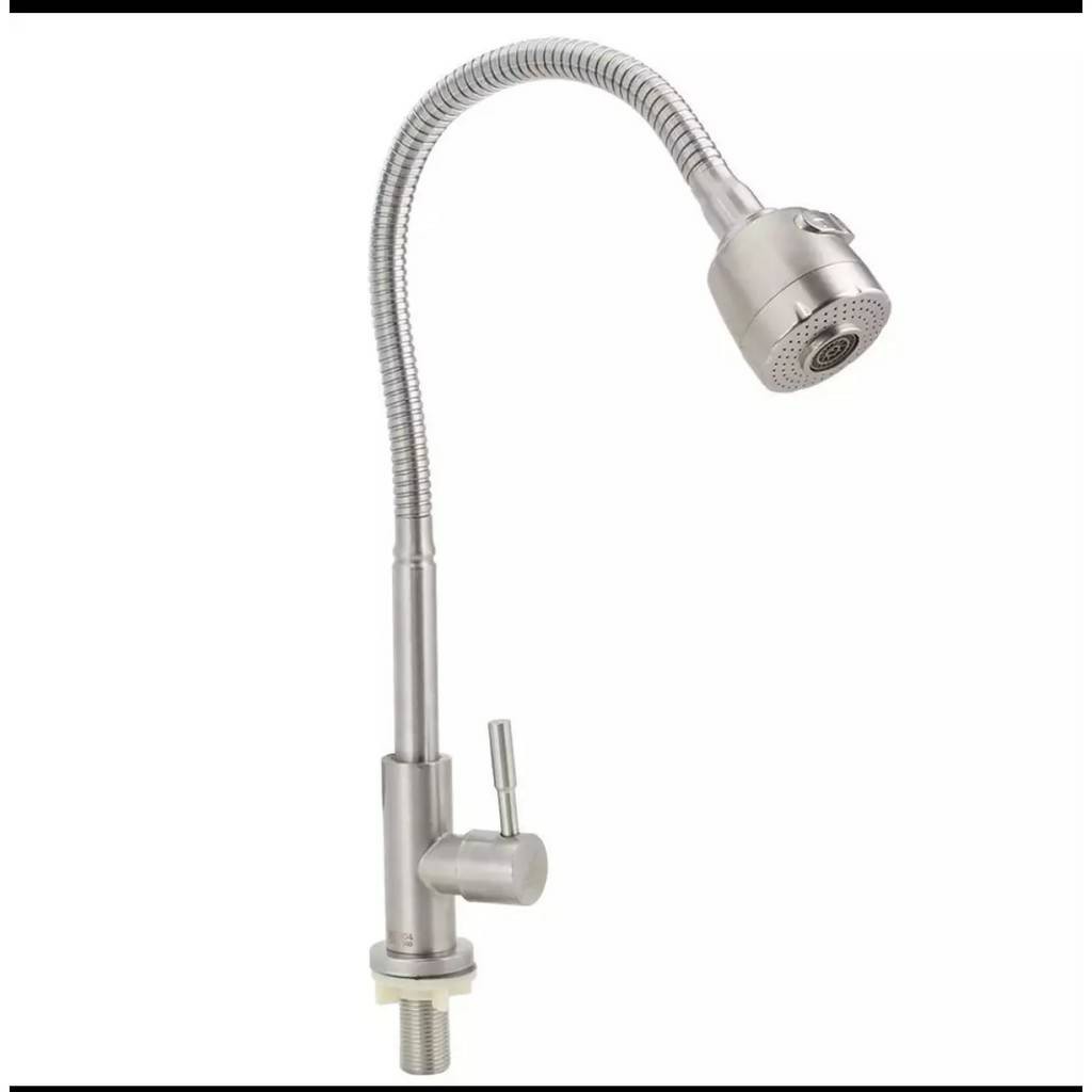 ก๊อกน้ำซิงค์ แบบตั้ง ก๊อกคอดัดผนัง ปรับได้ 2 ระดับ สแตนเลส 304 หมุนได้ 360 องศา รุ่น (FHS-684) (SNK-159) - รูปที่ 2