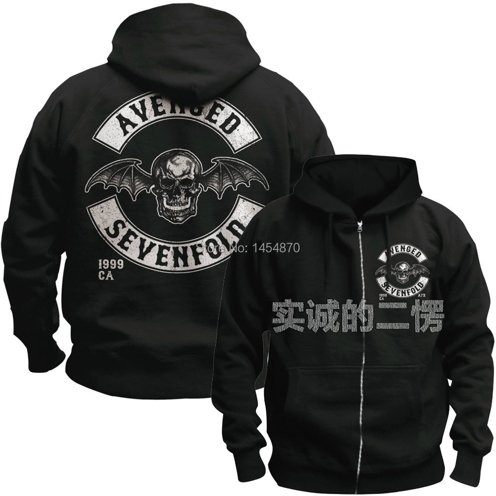 4 ชนิด Harajuku Avenged Sevenfold A7X Rock Hoodies Shell Jacket Punk Heavy Metal Zipper Sweatshirt