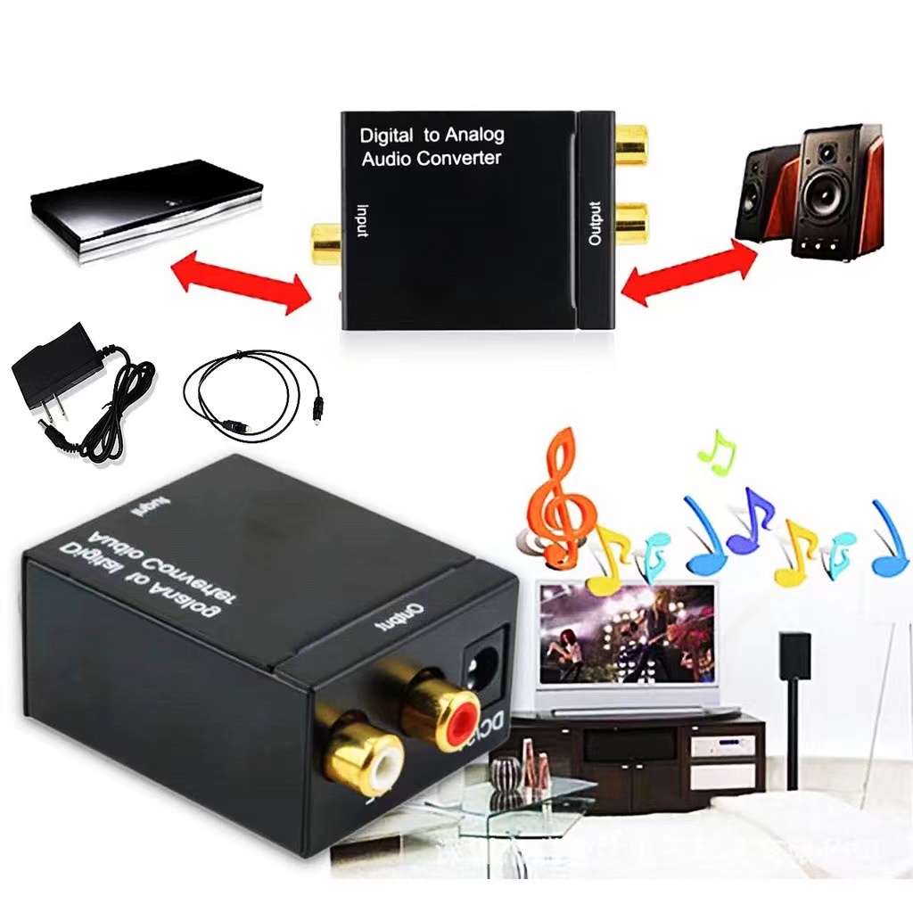 🚀🚀มีส่งด่วน🚀🚀ตัวแปลงCoaxial Optical to AV / Digital to Analog กล่องขาว (ตัวสีดำ)