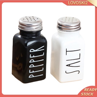 [ONSALE] Salt and Pepper Shaker Set Black and White Spice Shakers Glass Jars Pots