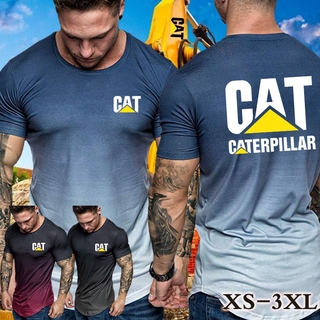 Newest Caterpillar CATS Spring and Summer Mens Short Sleeve Print T-shirt Fashion Sports Gradient Color Shirt