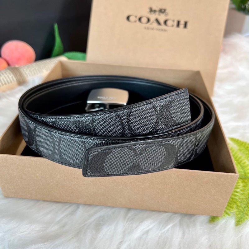 เข็มขัด COACH แท้💯F65242 SIGNATURE MOD PLAQUE HARNESS CUT-TO-SIZE REVERSIBLE BELT