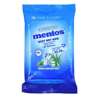 ทิชชู่เปียก ผ้าเช็ดทำความสะอาด MENTOS EXTRA COOL 10ชิ้น กระดาษเปียก