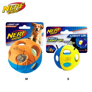 Nerf Dog 2-Color LED Bash Ball ของเล่นสุนัขทรงตะกร้อ 2 สี มีไฟกระพริบ (Small 2.5", Medium 3")