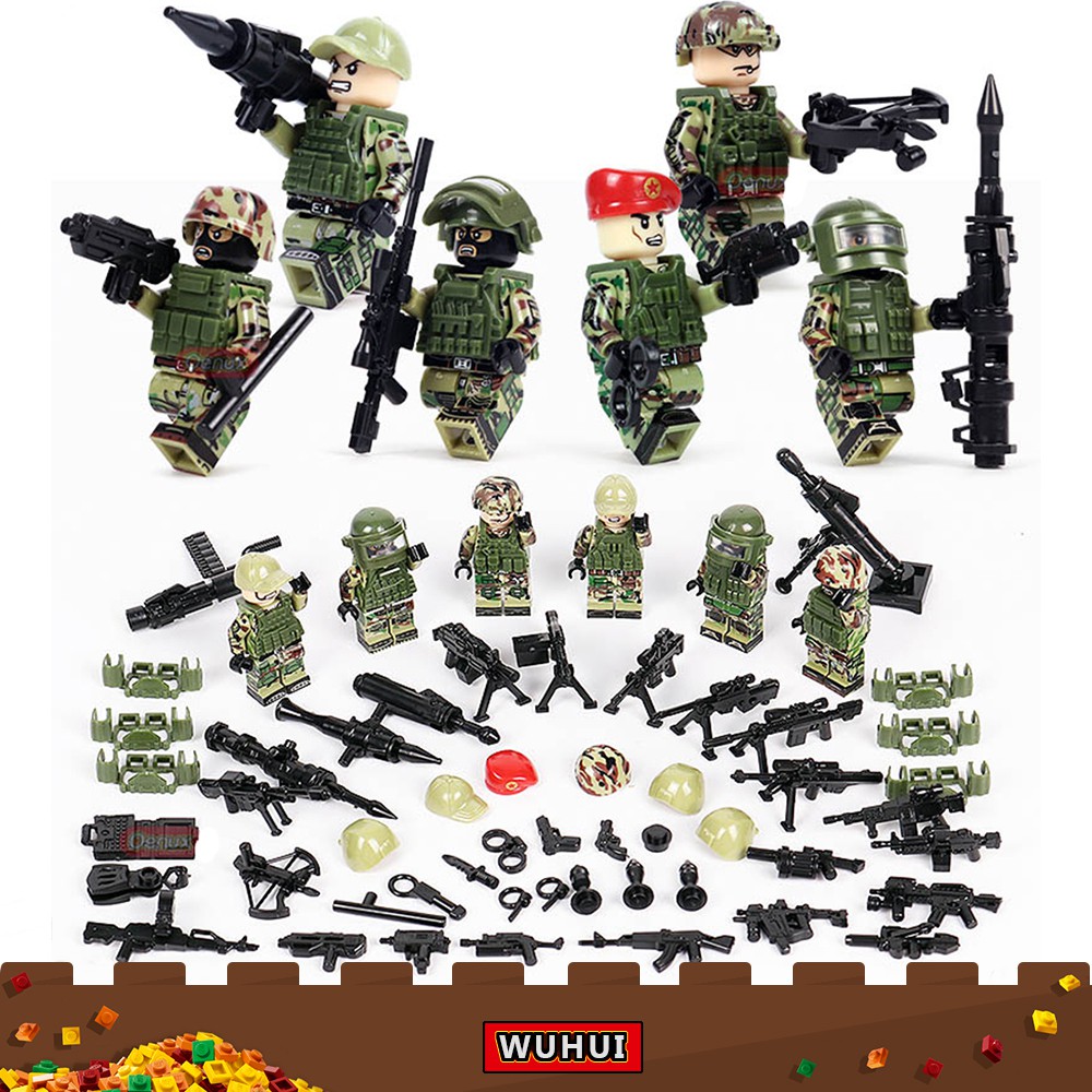 50pcs mix WWII Army Soldiers Mini Figures SWAT Military Fit Lego Toy UK SELLER 