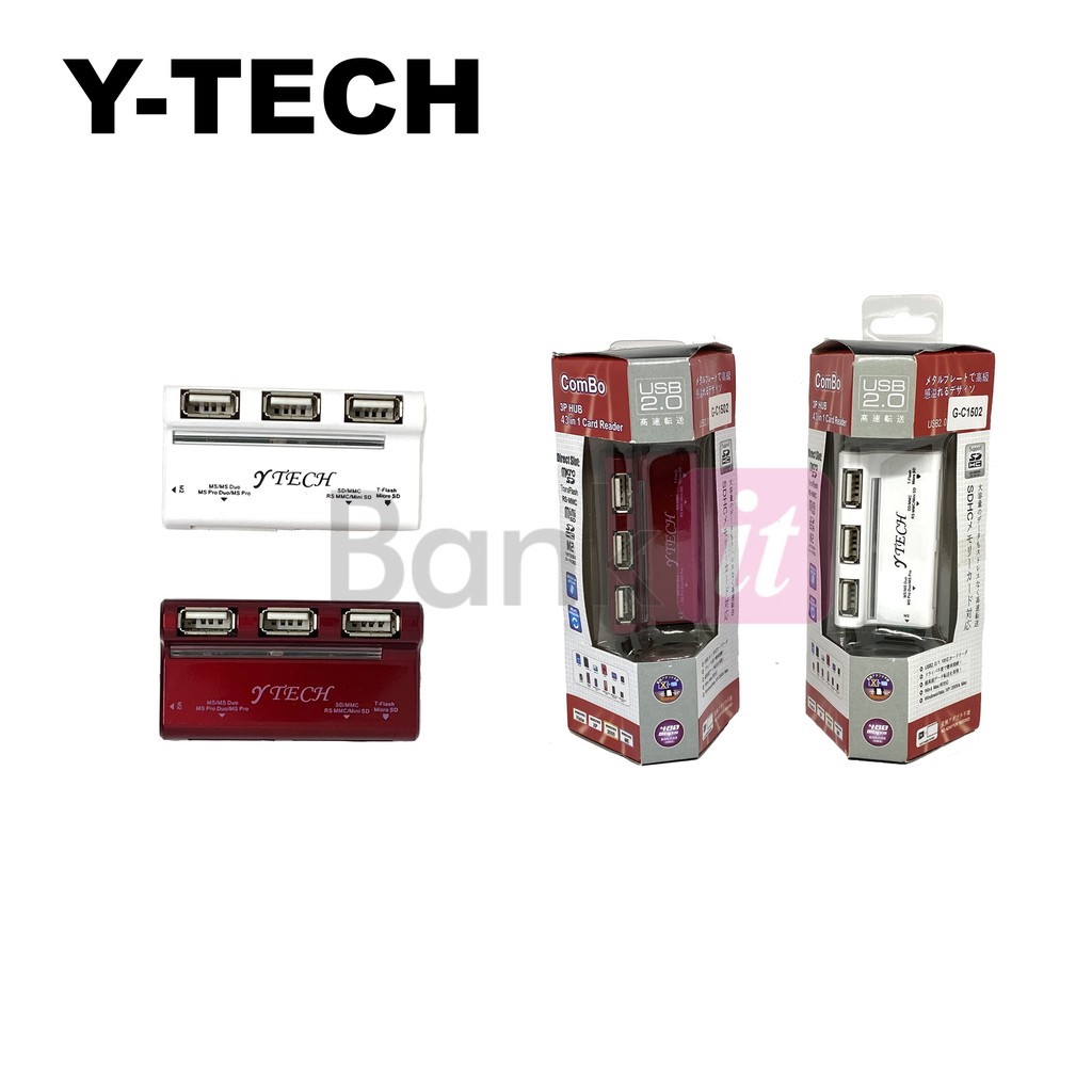 Y-TECH Combo 3 Ports HUB 4 in 1 Card Reader รุ่น G-C1502