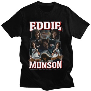 เสื้อยืดคอกลมเสื้อยืด ผ้าฝ้าย พิมพ์ลายกราฟฟิค Stranger Things 4 Eddie Munson สไตล์วินเทจ โอเวอร์ไซซ์ แฟชั่นฤดูร้อน สําหร