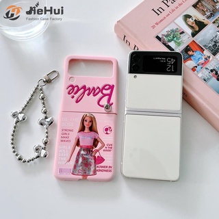 Jiehui เคสโทรศัพท์มือถือ ลายบาร์บี้ สีชมพู สําหรับ Samsung Z Flip5 Z Flip4 Z Flip3