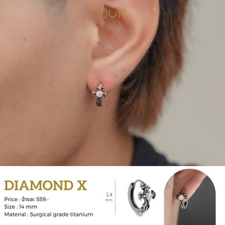 Our XX Diamond X ต่างหูเจาะ วัสดุไทเทเนียมเกรดเครื่องมือแพทย์