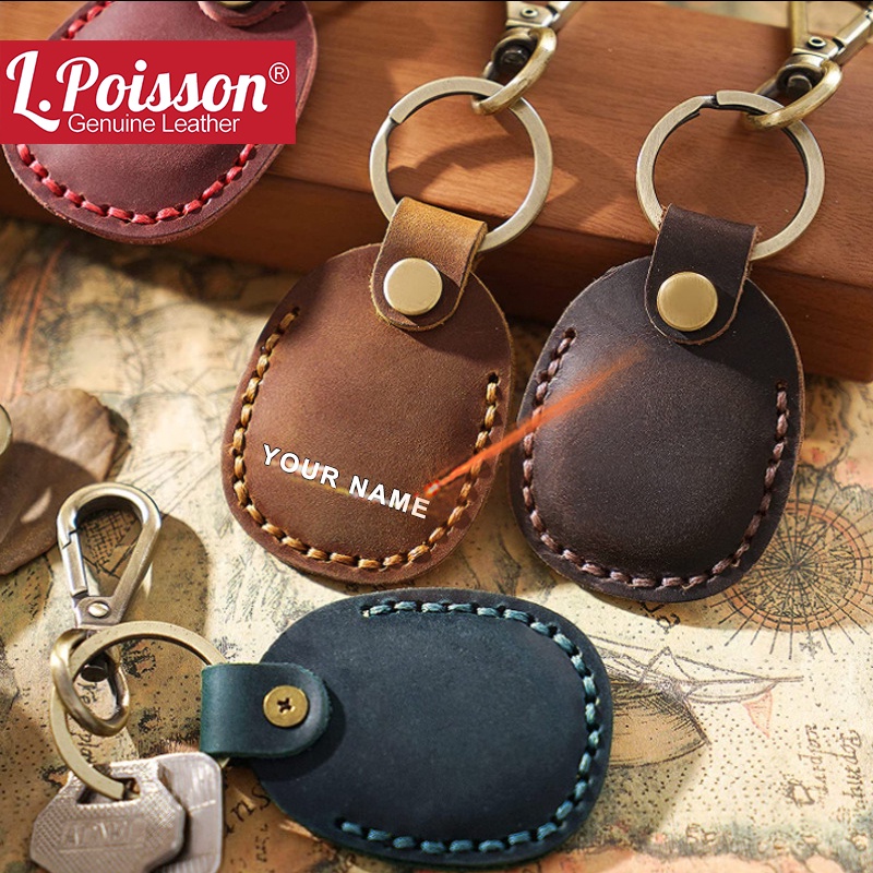 ฟรีแกะสลัก Minimalist สําหรับ AirTag Mini รถ Key Fobs ผู้ถือแท็ก Key Chain โรงงานหนังวัวรถบัส IC Access Card กรณีพวงกุญแจ