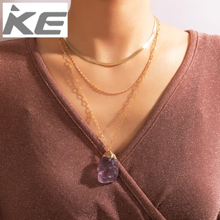 Irregular spell purple crystal stone necklace Street hip-hop long necklace for girls for women