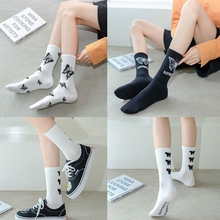 Korean Women Socks Funny Black Long Socks Harajuku Socks GD Hip Hop Cotton Skateboard Socks Men New Trend Daisy Socks Men