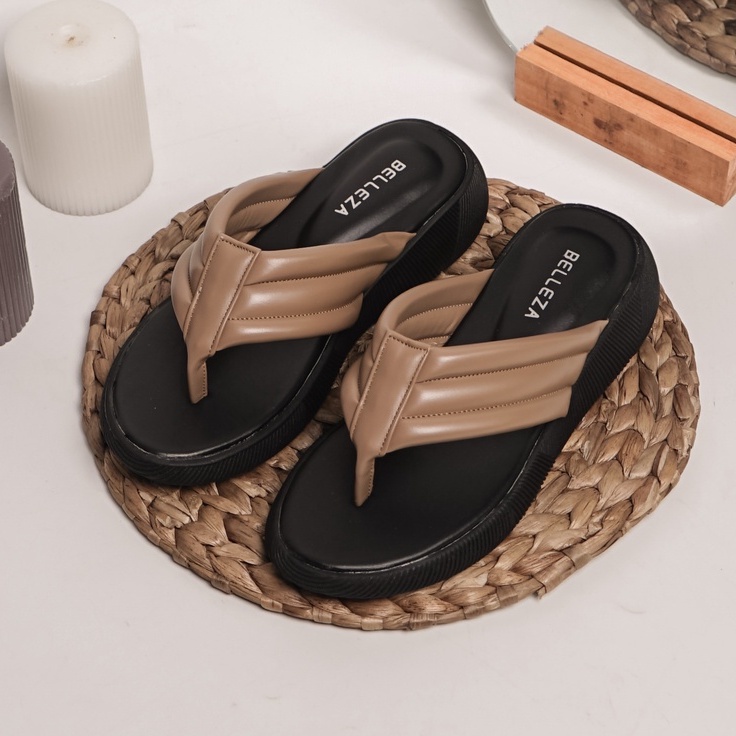 BELLEZA MALL - รองเท้าแตะส้นตึก JENNA BROWN | รองเท้าแตะส้นเตารีดสําหรับผู้หญิงส้นกลาง3ซม-4ซม | รองเ