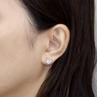 Zhouyang รักหัวใจสตั๊ดต่างหูสำหรับผู้หญิงสไตล์เกาหลี Zircon Rose Gold สีสตั๊ดหูแหวนอุปกรณ์เสริมเครื่องประดับของขวัญ E342