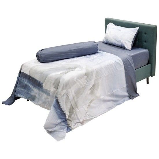 MURANO ชุดผ้าปูที่นอนและปลอกผ้านวม รุ่น TSM-T ทวินไซส์ ขนาด 3.5 ฟุต (ชุด 4 ชิ้น) สีขาว - น้ำเงิน ชุดเครื่องนอน