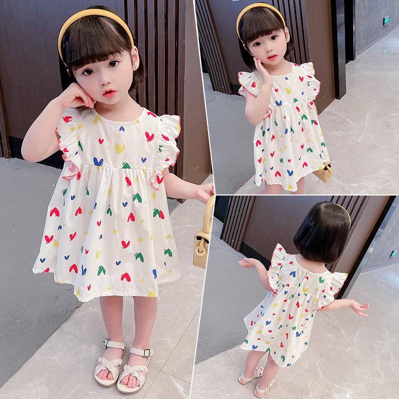 NANA พร้อมส่ง ชุดเดรสเด็กผู้หญิง เดรสสั้นลายหัวใจสำหรับเด็กผูหญิง ผ้าดี ใส่สบายค่ะ*2120009*