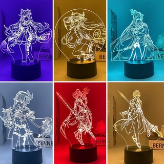 3 D Lamp Genshin โคมไฟ Led อะคริลิกสําหรับตกแต่งบ้าน 7 สี