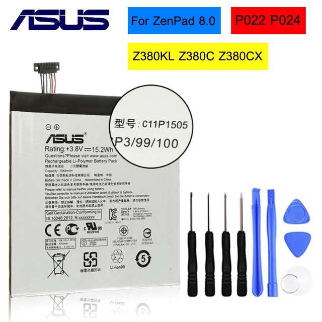 ASUS C11P1505 แท็บเล็ต PC แบตเตอรี่เดิมสำหรับ Asus ZenPad 8.0 Z380KL Z380C Z380CX P022 P024 4000mAh
