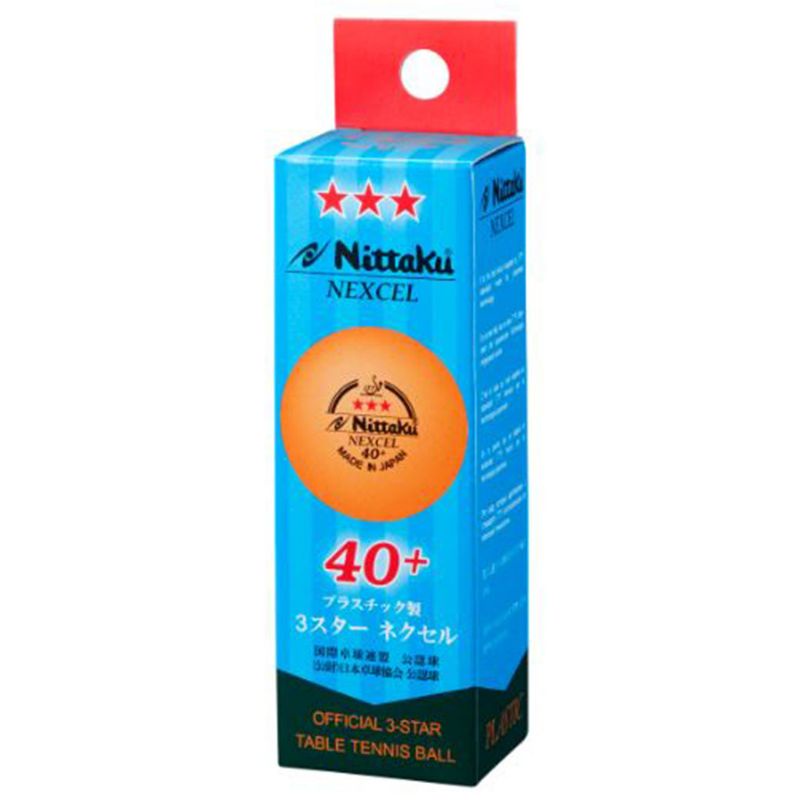 Nittaku NEXCELL 3 STAR 40+ (ITTF) สีส้ม แพ็ค 3 ลูก
