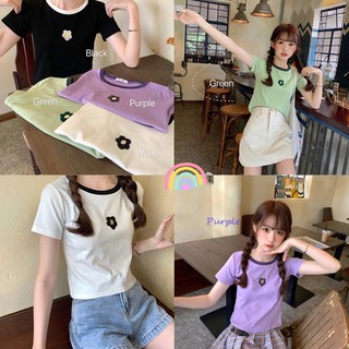 เสื้อยืดมินิมอลปักลายเดซี่พร้อมส่ง