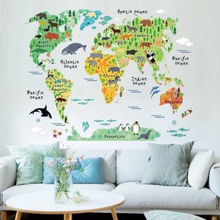 2N KIDS_พร้อมส่ง world map sticker สติ๊กเกอร์แผนที่โลก แบบแปะผนัง